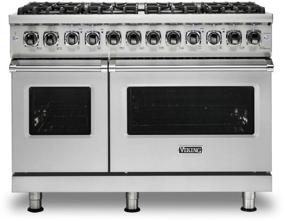 Viking VDR5488BSSLP Professional 5 Series 48 Inch Stainless Steel Dual Fuel Convection Double Oven Freestanding Range