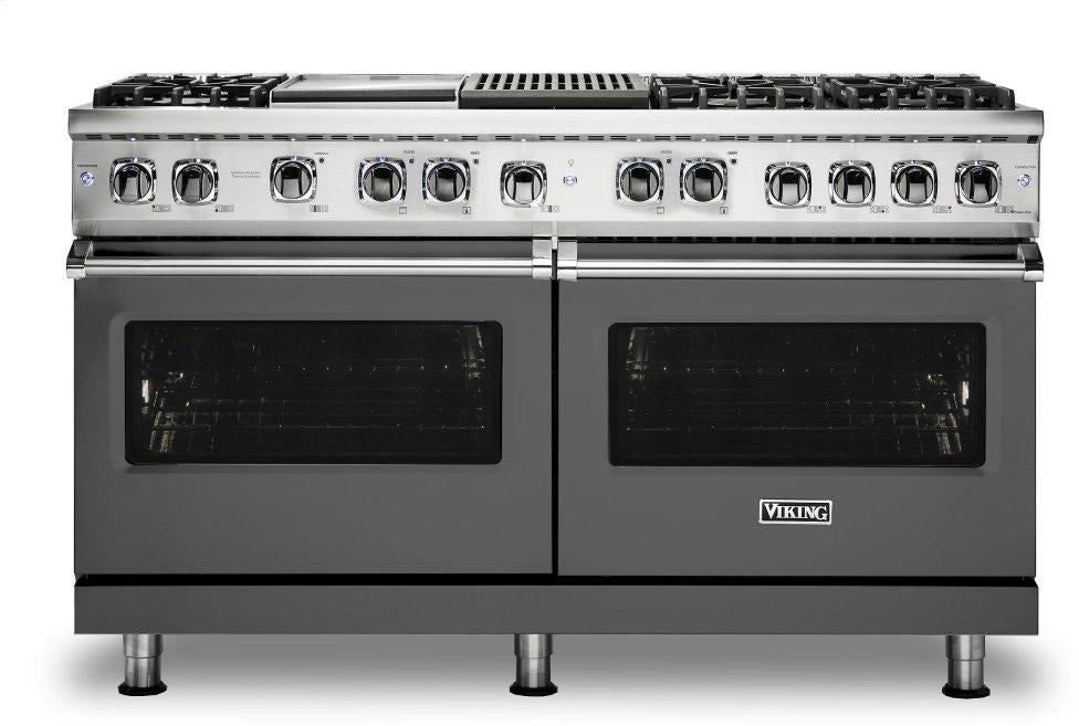 Viking VDR5606GQDG  5 Series 60 Inch Damascus Grey Dual Fuel Convection Double Oven Freestanding Range
