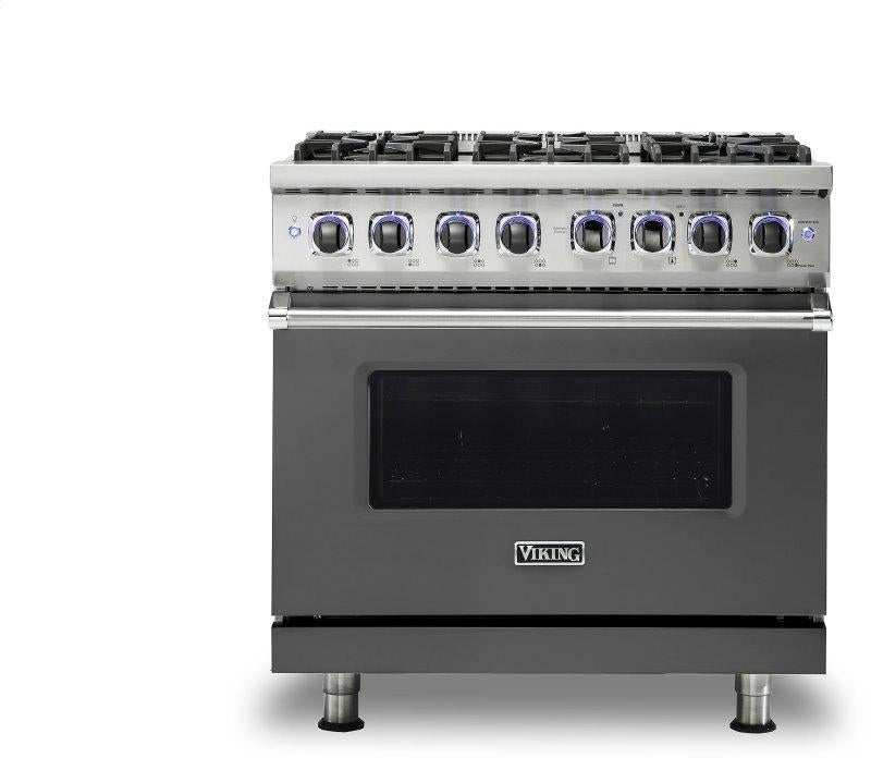Viking VDR73626BDG  7 Series 36 Inch Damascus Grey Dual Fuel Convection Freestanding Range
