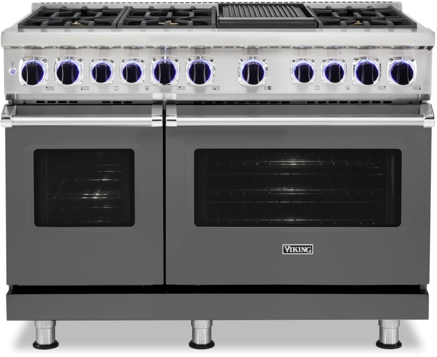 Viking VDR74826GDG  7 Series 48 Inch Damascus Grey Dual Fuel Convection Double Oven Freestanding Range