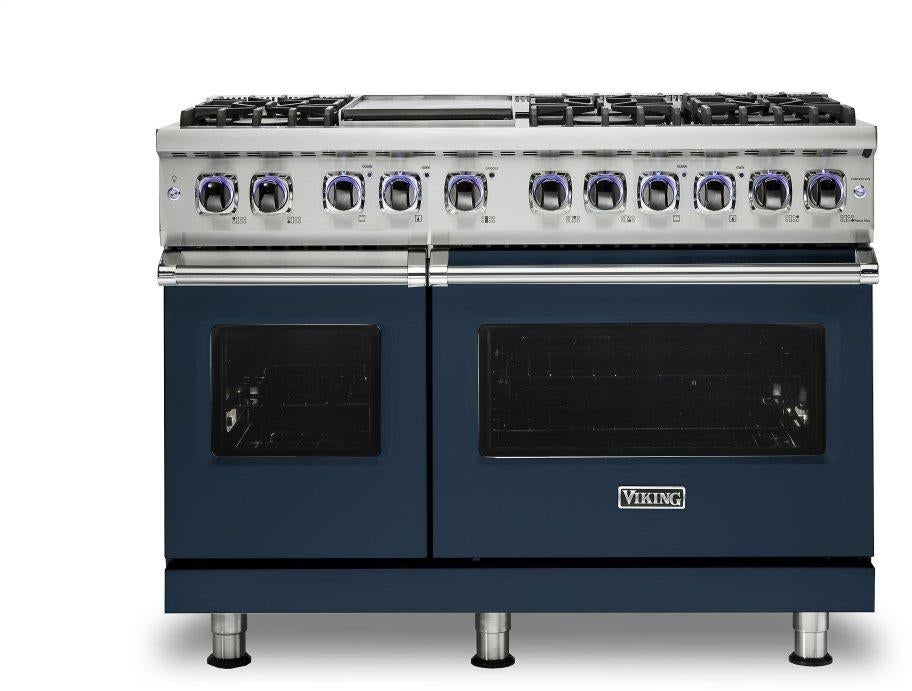 Viking VDR74826GSB 7 Series 48 Inch Slate Blue Dual Fuel Convection Double Oven Freestanding Range