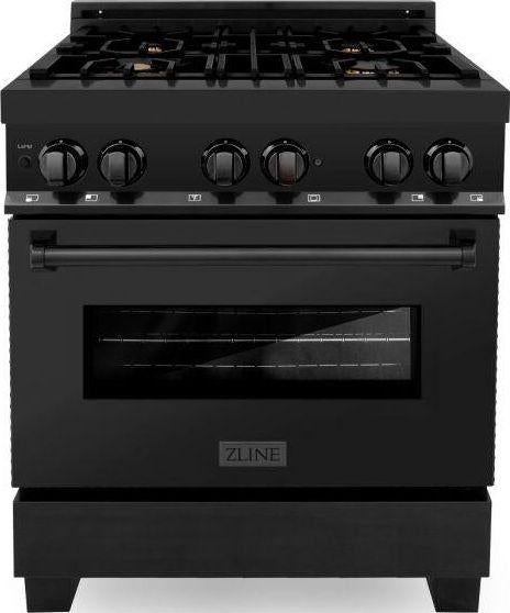 Z Line ZLINE RABBR30 30 Inch Black Stainless Steel Dual Fuel Freestanding Range, in Bla