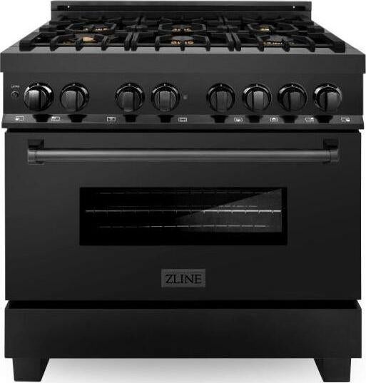 Z Line ZLINE RABBR36 36 Inch Black Stainless Steel Dual Fuel Freestanding Range, in Bla