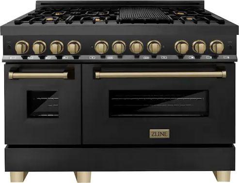 Z Line ZLINE RABZ48CB Autograph Edition Series 48 Inch Natural Gas, Dual Fuel Double Ov