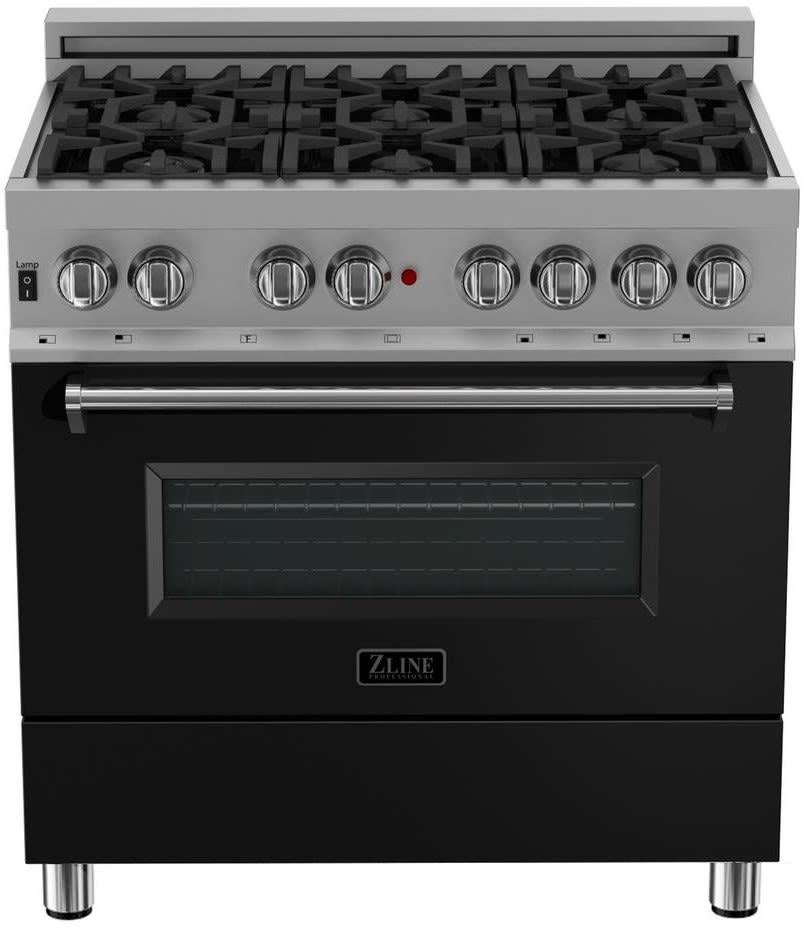 Z Line ZLINE RASBLM36 36 Inch Black Matte Gas Convection Freestanding Range