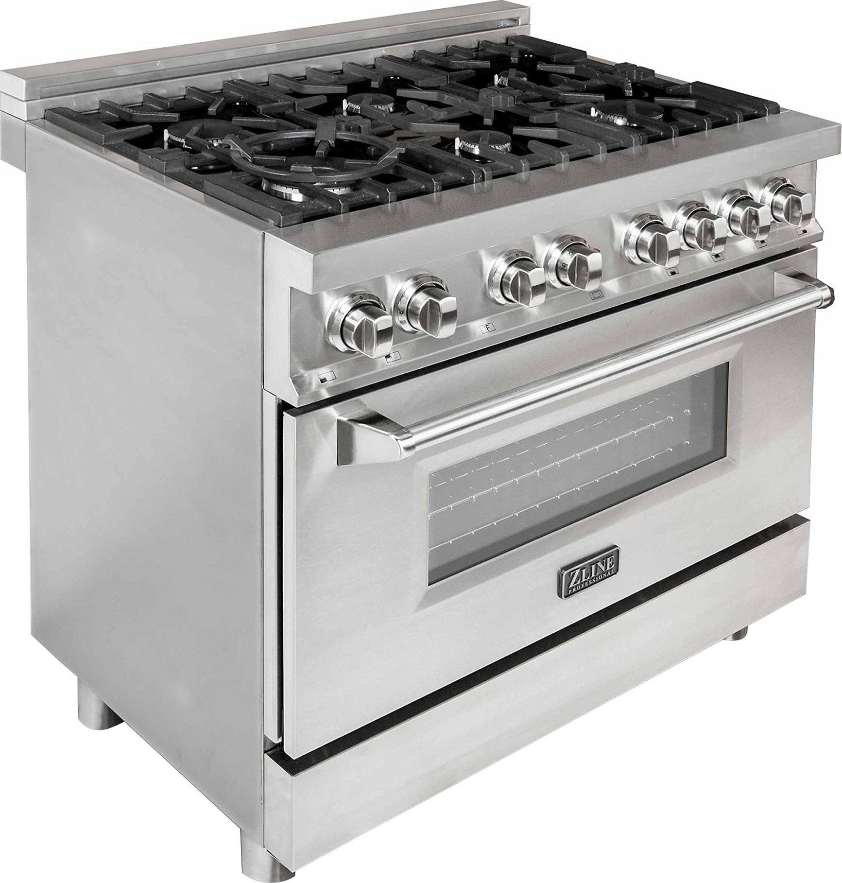 Z Line ZLINE RASN36 36 Inch Snow Stainless Steel Dual Fuel Convection Freestanding Rang