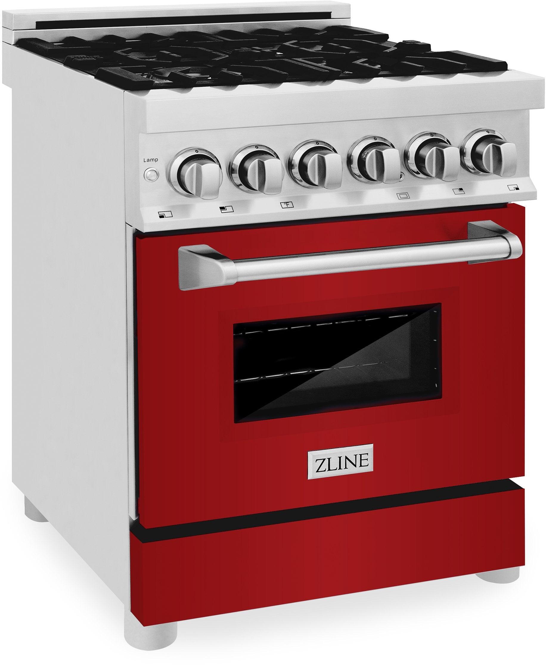 Z Line ZLINE RASRG24 24 Inch Natural Gas, Dual Fuel Freestanding Range in Red Gloss