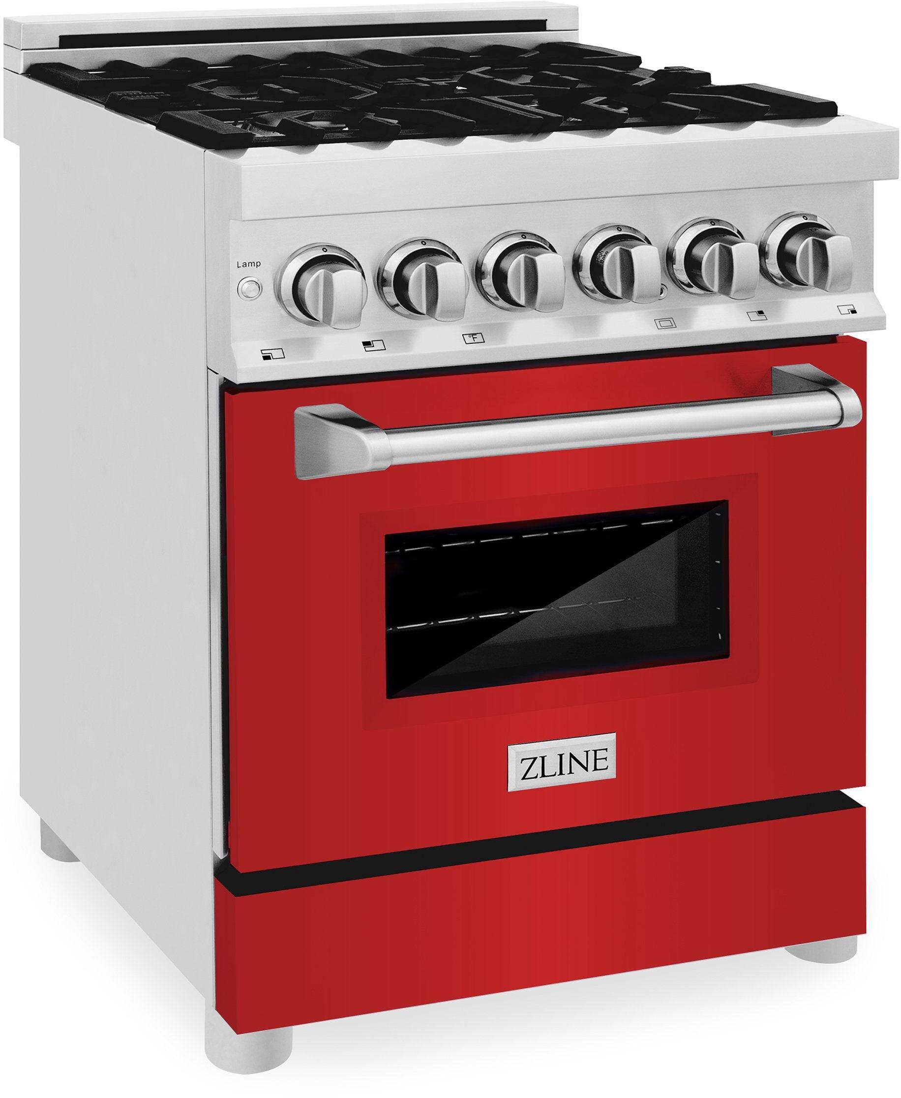 Z Line ZLINE RASRM24 24 Inch Natural Gas, Dual Fuel Freestanding Range in Red Matte