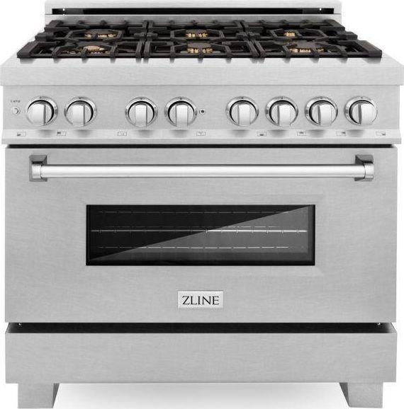 Z Line ZLINE RASSNBR36 36 Inch DuraSnow Stainless Steel Dual Fuel Freestanding Range, i