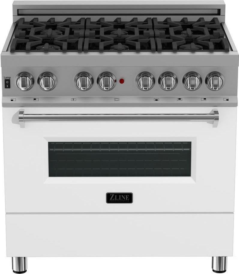 Z Line ZLINE RASWM36 36 Inch White Matte Gas Convection Freestanding Range