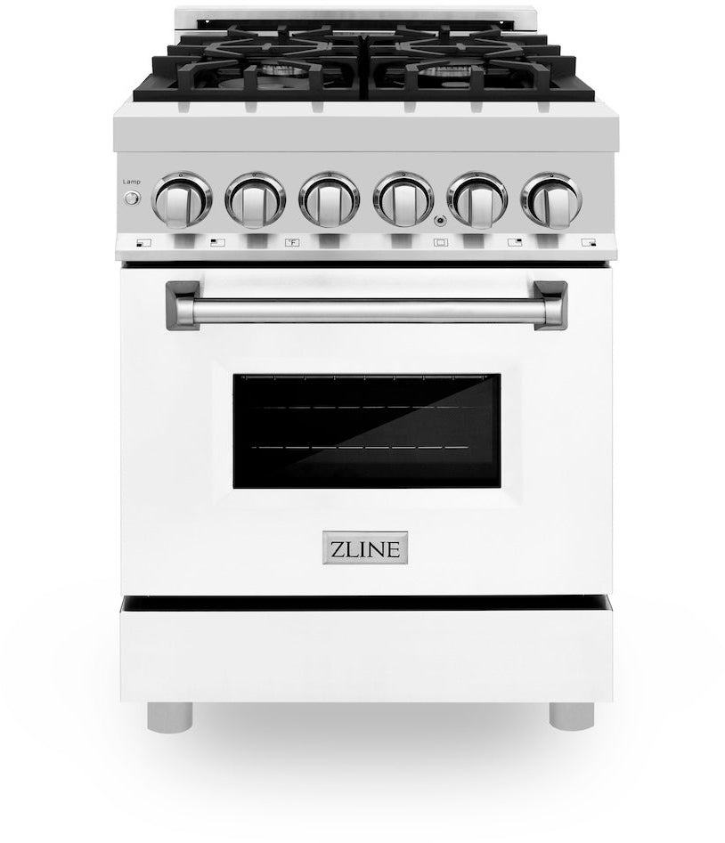 Z Line ZLINE RAWM24 24 Inch Dual Fuel Natural Gas Freestanding Range, in White Matte