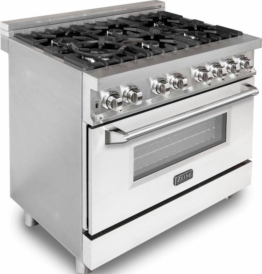 Z Line ZLINE RAWM36 36 Inch White Matte Dual Fuel Convection Freestanding Range