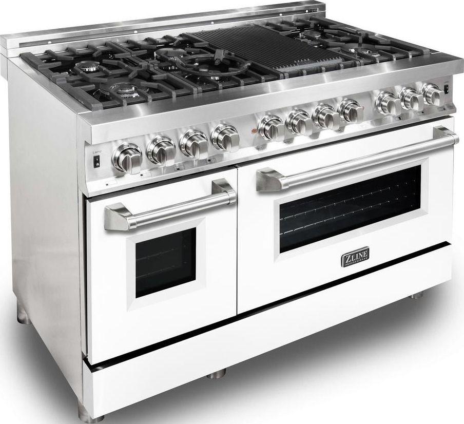 Z Line ZLINE RAWM48 48 Inch White Matte Dual Fuel Convection Double Oven Freestanding R