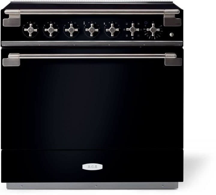 AGA AEL361INBLK Elise Series 36 Inch Gloss Black Induction Electric Freestanding Range, in Gloss Black