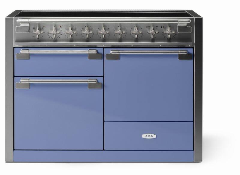 AGA AEL481INCBB Elise Series 48 Inch Induction Electric Double Oven Freestanding Range in Carnaby Blue
