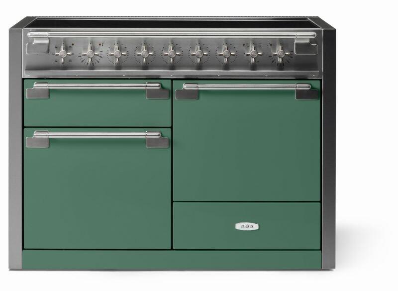 AGA AEL481INMG Elise Series 48 Inch Induction Electric Double Oven Freestanding Range in Mineral Green
