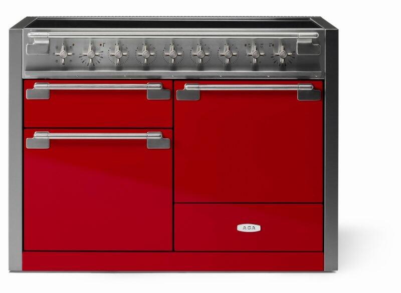 AGA AEL481INPCR Elise Series 48 Inch Induction Electric Double Oven Freestanding Range in Piccadilly Red