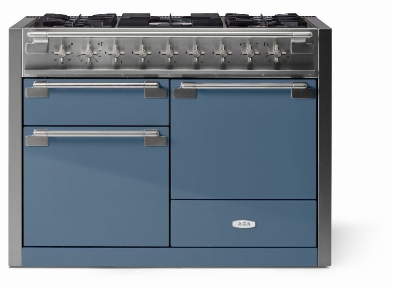 AGA AEL481INSTB  Elise Series 48 Inch Induction Electric Double Oven Freestanding Range in Stone Blue