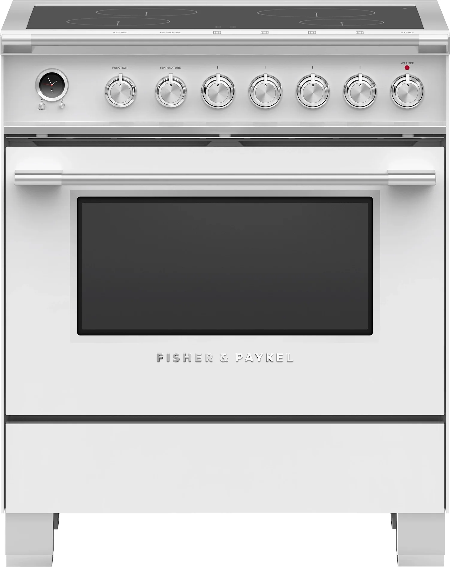Fisher Paykel Series 9 Classic 30" White with Warming Drawer Self Clean Smoothtop Induction Range - Convection