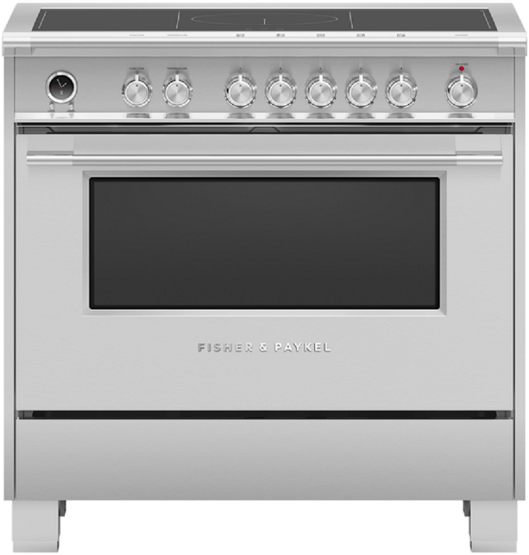 Fisher Paykel Series 9 Classic 36" Stainless Steel Self Clean with SmartZone & Warming Drawer Smoothtop Induction Range - Convection