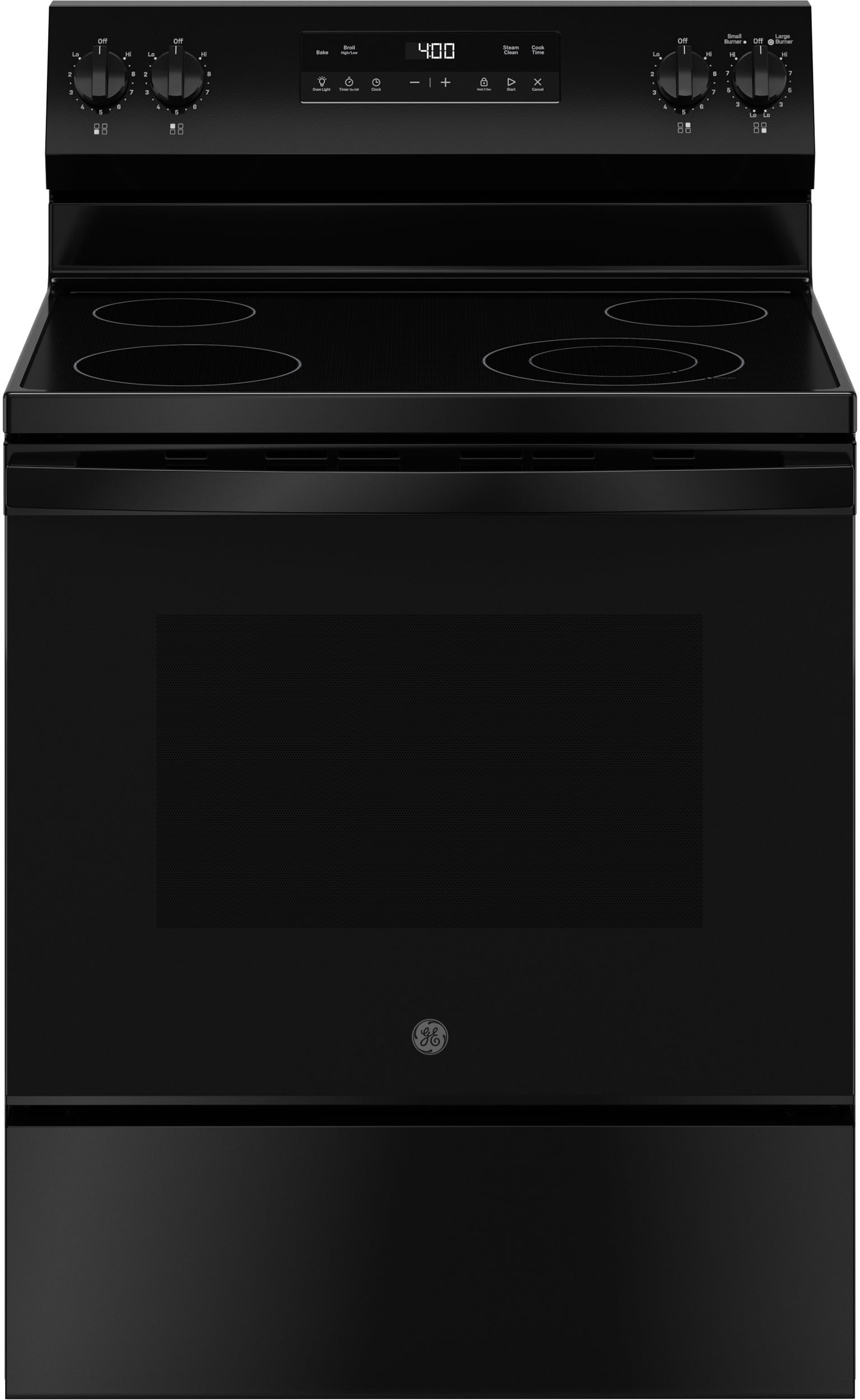 30 Inch Free Standing Radiant Range 4 Element Steam Clean Single Oven: Black