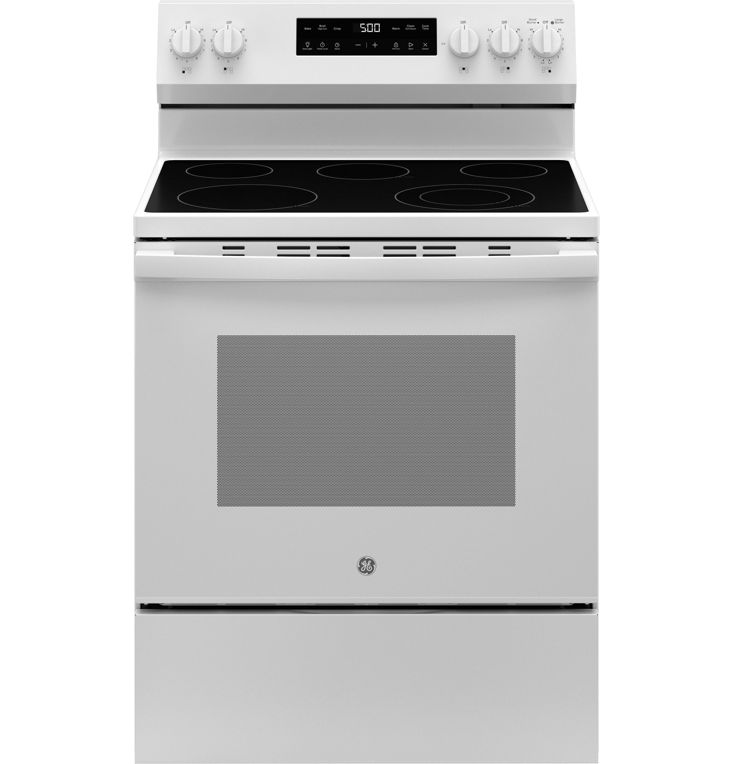 30 Inch Freestanding Electric Range with 5 Smoothtop Elements, 5.3 cu. ft. Oven Capacity, Power Boil™ Burner, Warming Zone, Storage Drawer, Crisp Mode, Sabbath Mode, and Self & Steam Clean: White