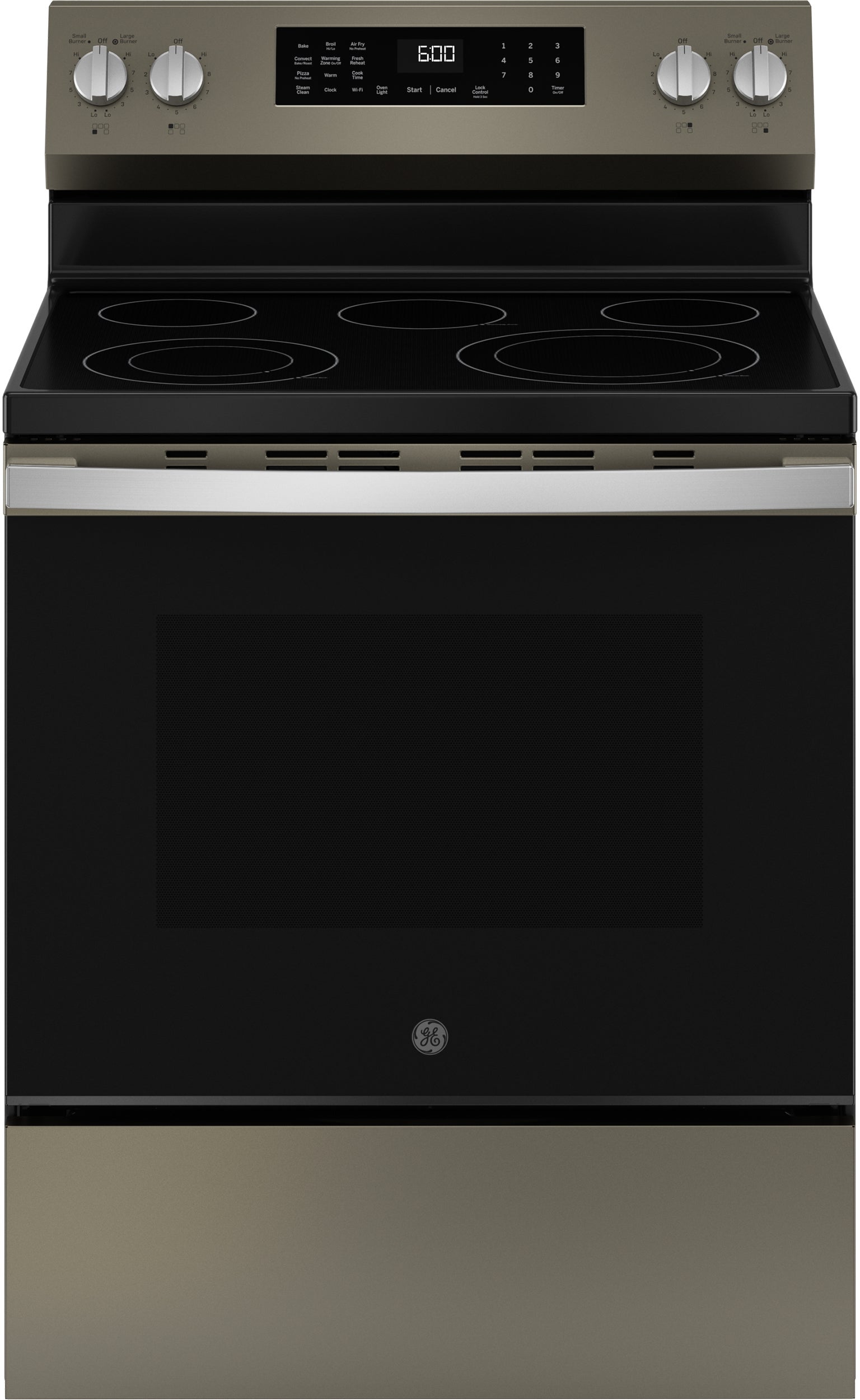 30 Inch Freestanding Electric Smart Range with 5 Smoothtop Elements, 5.3 cu. ft. Convection Oven, Power Boil™ Burner, Warming Zone, Storage Drawer, Air Fry, WiFi, Enhanced Shabbos Mode Built In, and Steam Clean: Slate With Stainless Handle