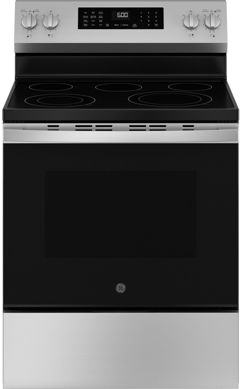 5.3 Cu. Ft. Freestanding Electric Convection Range with Steam Cleaning and EasyWash Tray: Stainless Steel