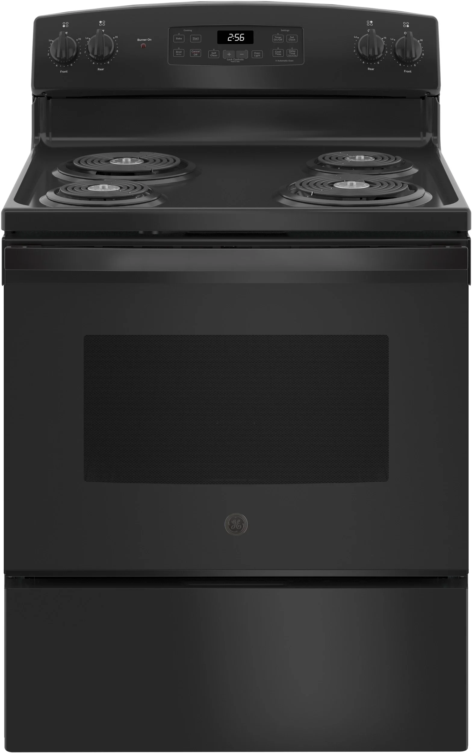 GE 30" Black Electric Coil Range with Self Clean