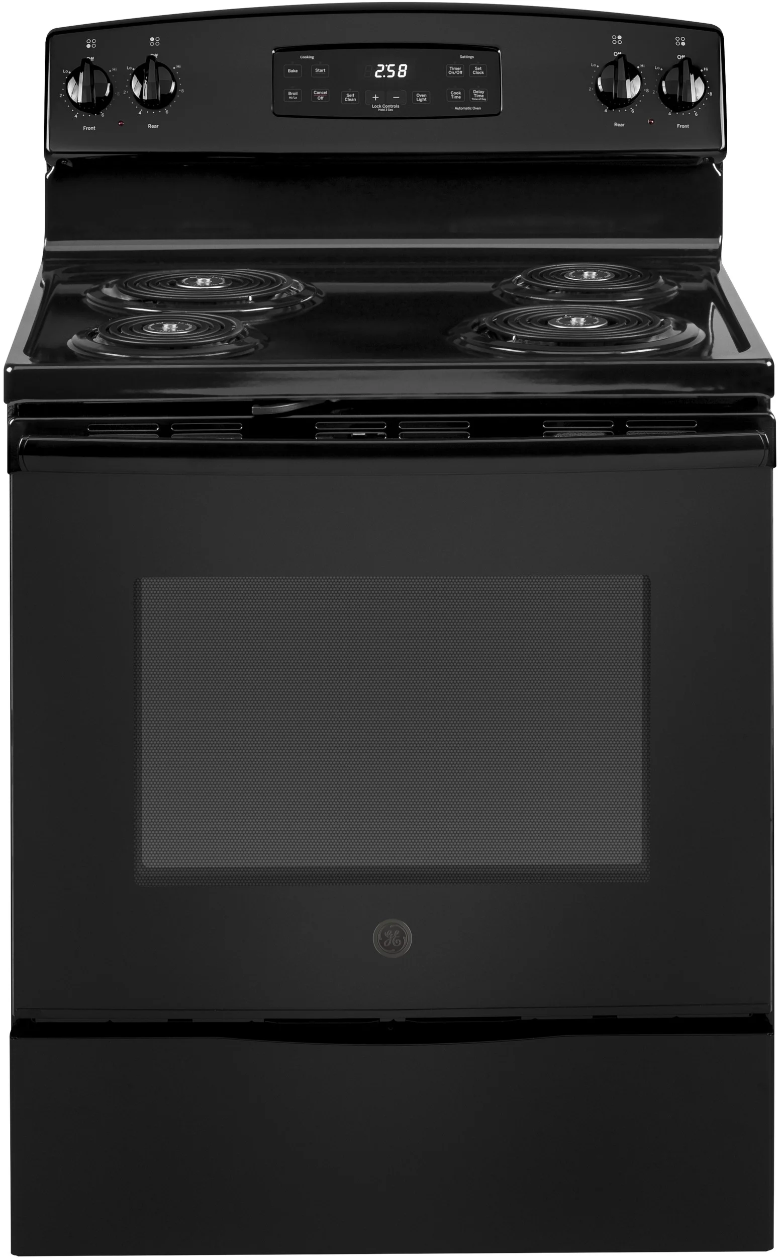 GE 30" Black Electric Self Cleaning Coil Range