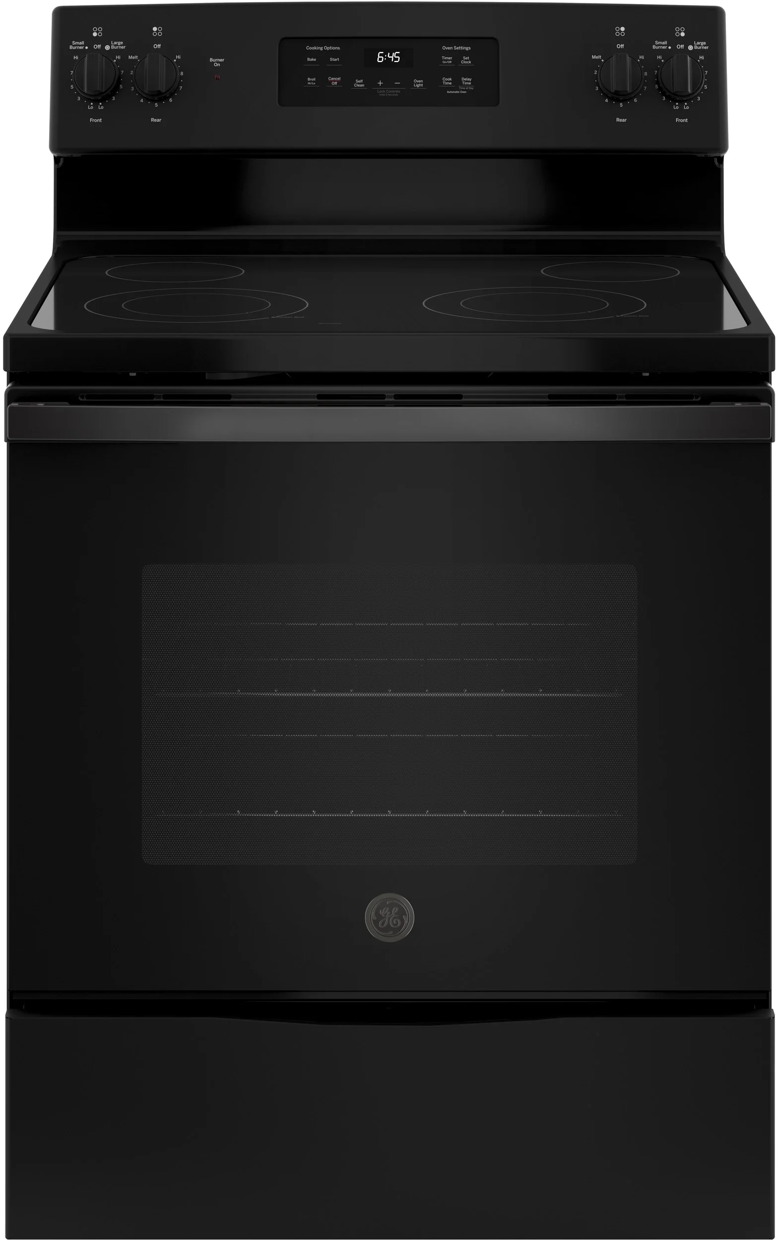 GE 30" Black Electric Smoothtop Range with Self Clean