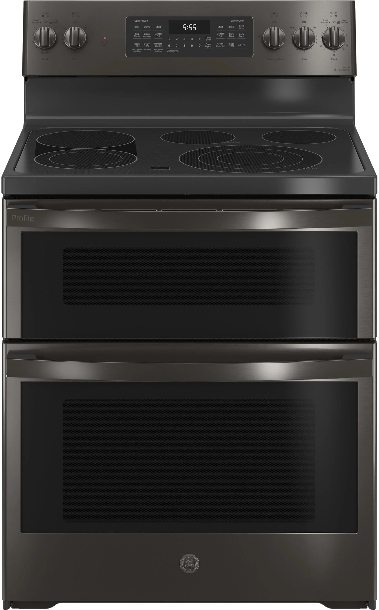 GE Profile PB965BPTS 30 Inch Fingerprint Resistant Black Stainless Steel Electric Convection Double Oven Freestanding Range