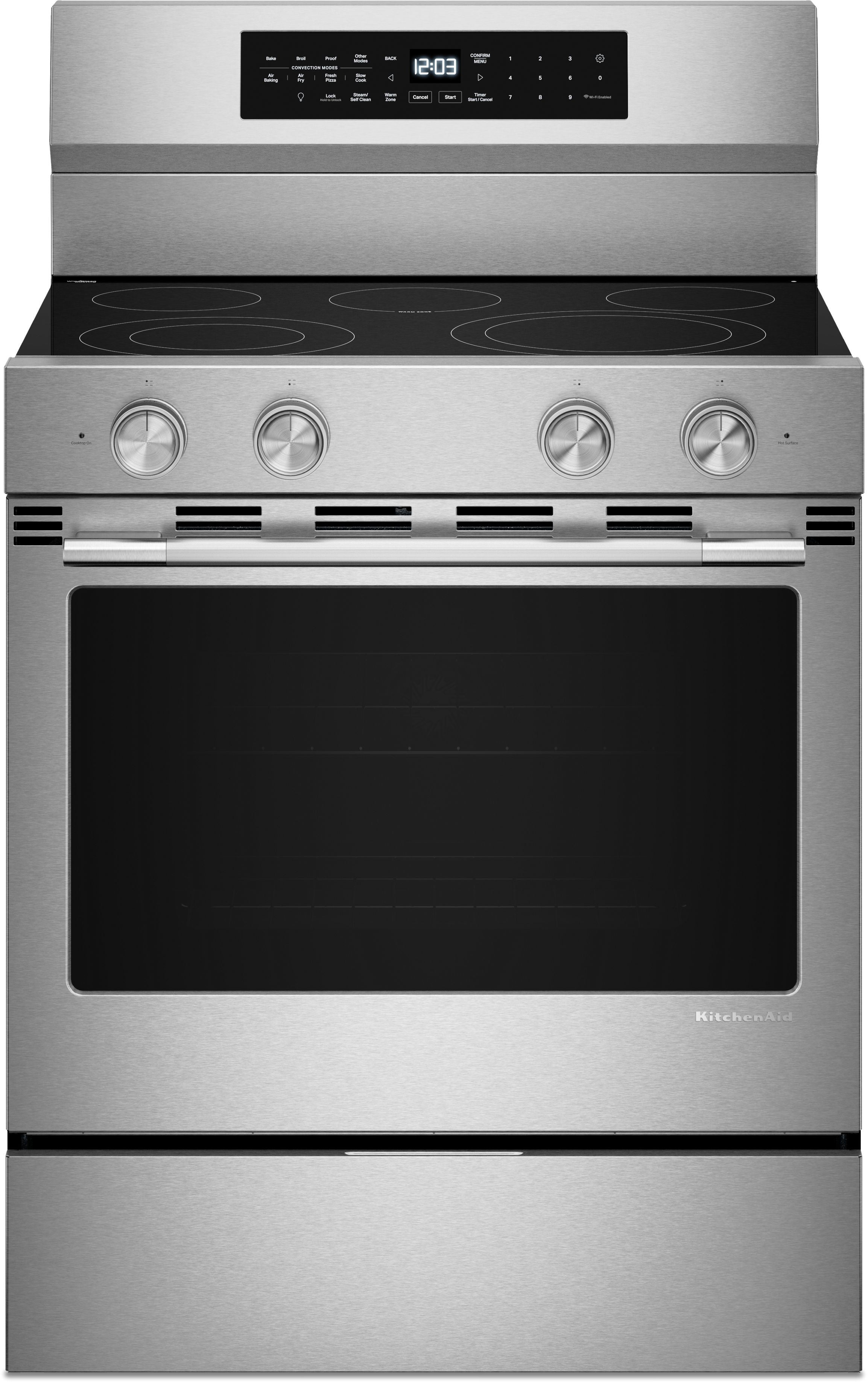 KitchenAid 5.3 Cu. Ft. Smart Freestanding Electric Range with Convection Cooking Modes: Stainless Steel