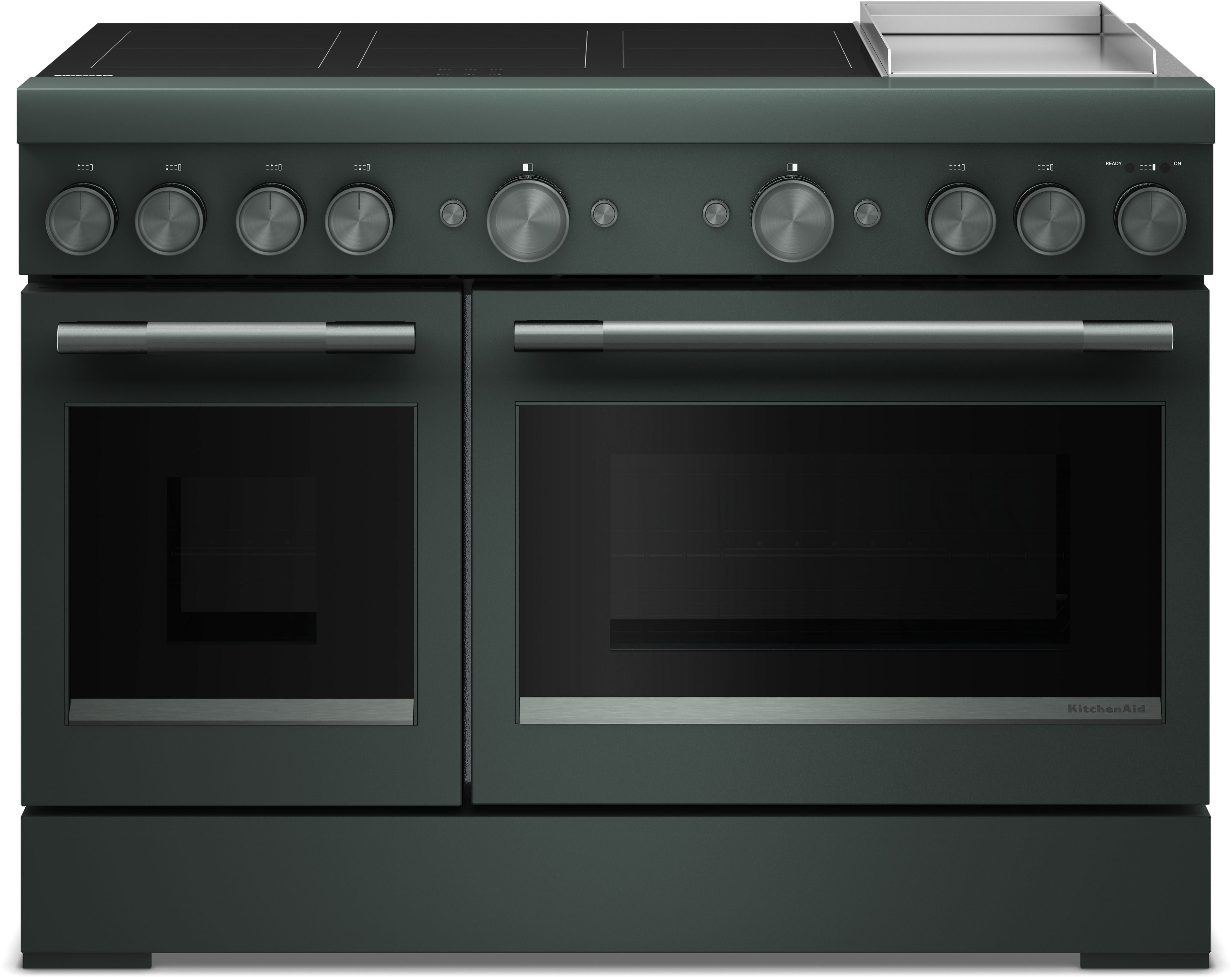 KitchenAid 48 Inch Freestanding Commercial-Style Induction Range with 6 Elements, Chrome-Infused Electric Griddle, 6.3 cu. ft. Total Capacity, Even-Heat™ True Convection, SatinGlide™ Roll-Out Extension Rack, Sabbath Mode, and Star-K Certified: Juniper
