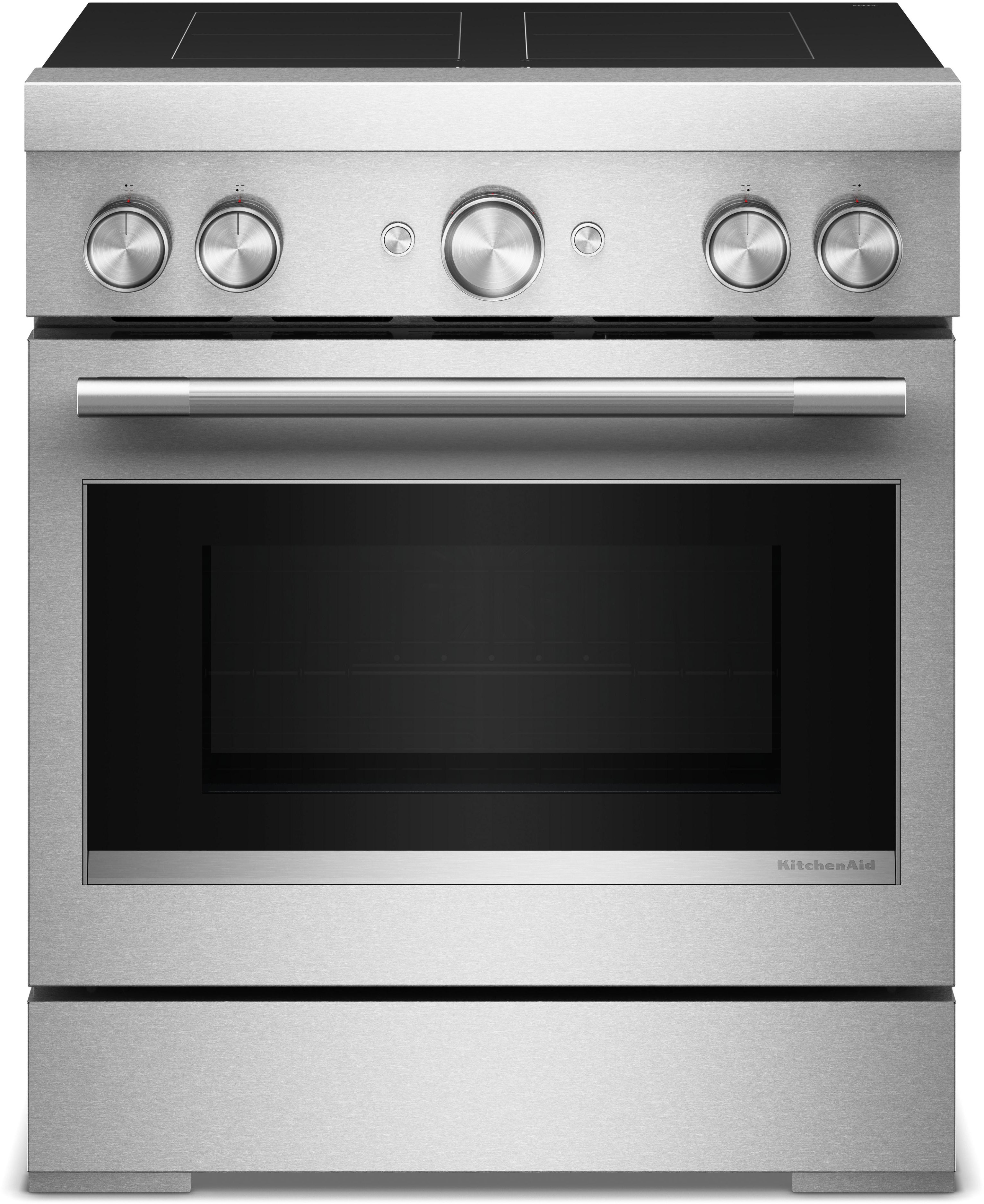 KitchenAid 30-Inch 4-Element Induction Freestanding Commercial-Style Range with Air Fry: Stainless Steel