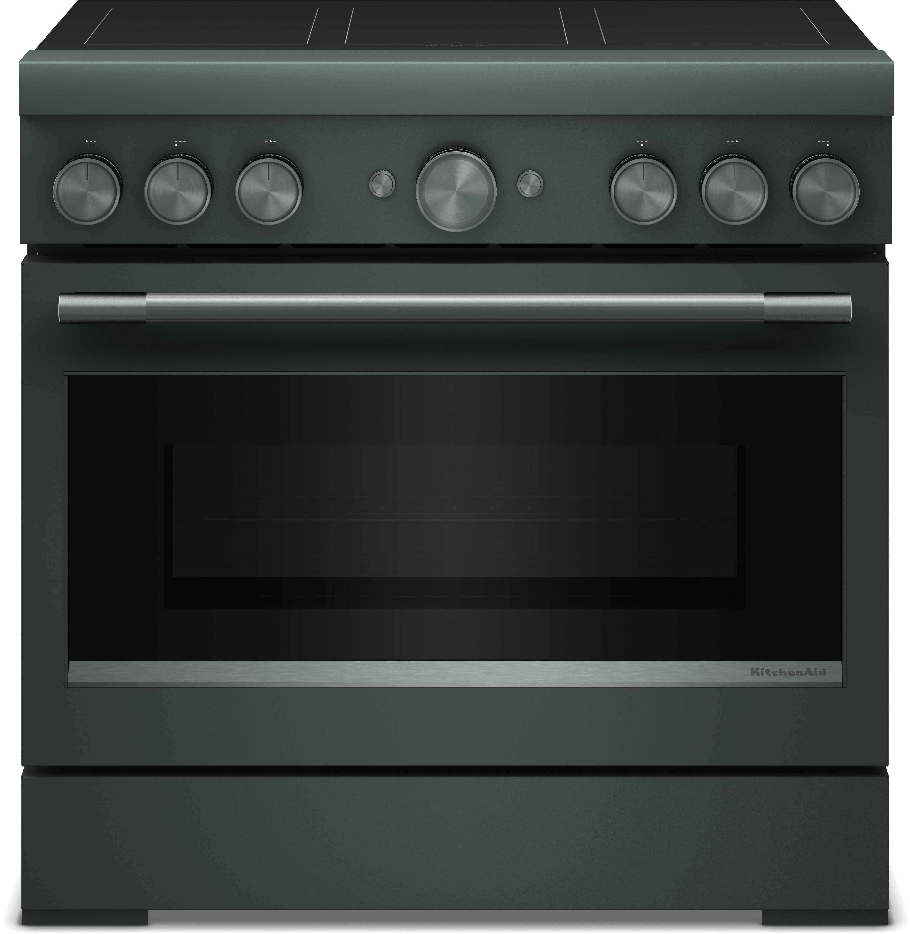 KitchenAid 36 Inch Freestanding Commercial-Style Induction Range with 6 Elements, 5.1 cu. ft. Oven Capacity, Self-Cleaning, Even-Heat™ True Convection, No Preheat Air Fry Mode, SatinGlide™ Roll-Out Extension Rack, Sabbath Mode, and Star K Certified: Juniper