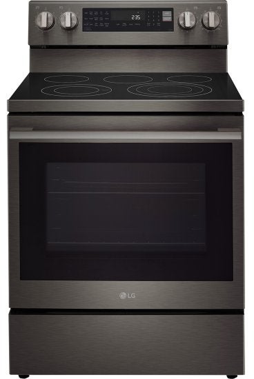 LG 30 Inch Electric Smart Range with 5 Radiant Elements, 6.3 cu. ft. Capacity, ProBake Convection®, Air Fry, ThinQ®, UltraHeat™, EasyClean®, InstaView®, Storage Drawer, Sabbath Mode, and ENERGY STAR® Certified: Black Stainless Steel