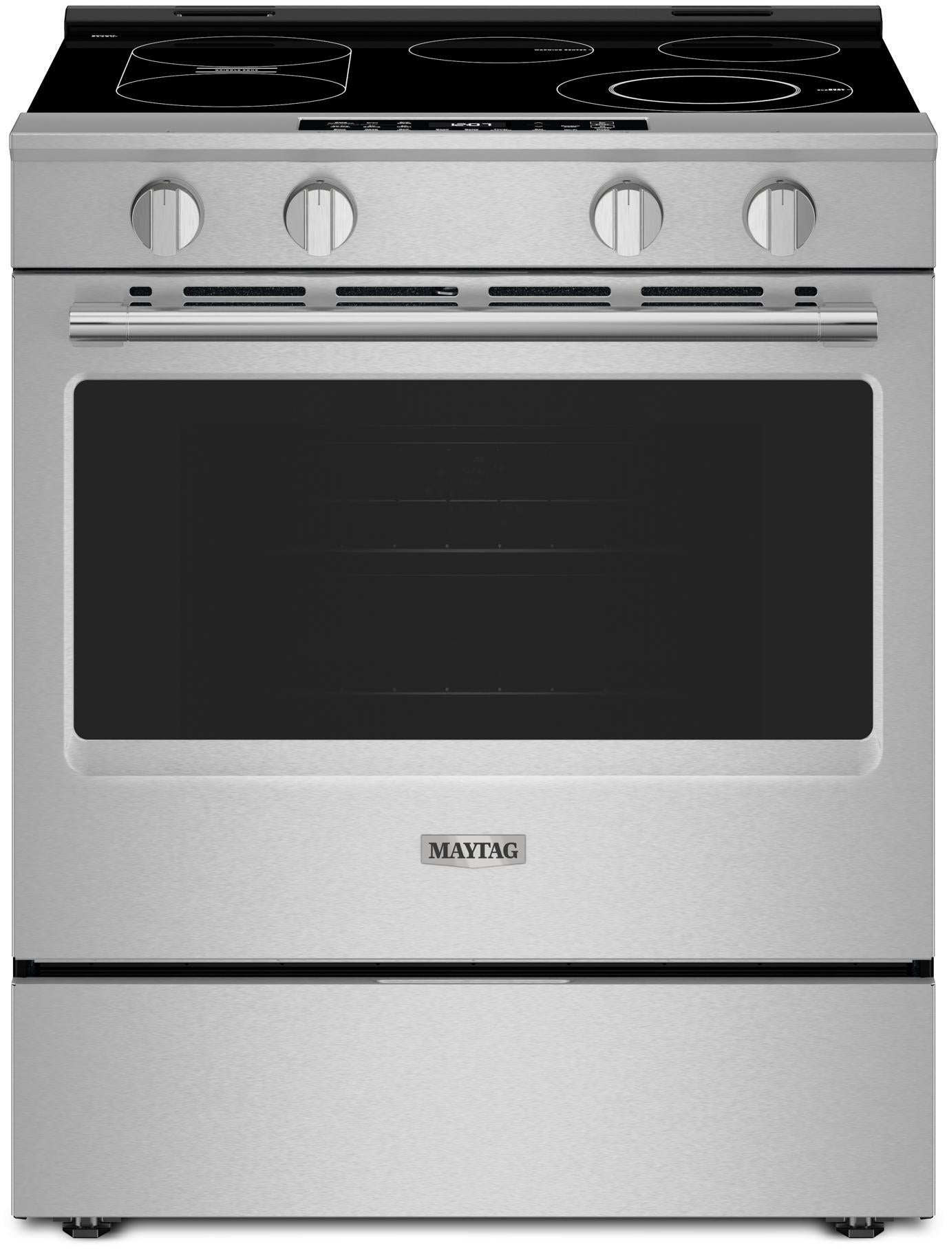 Maytag 30-Inch Wide Slide-In Electric Range with Grill Mode and No Preheat Air Fry - 5.3 Cu. Ft.: Fingerprint-Resistant Stainless Steel