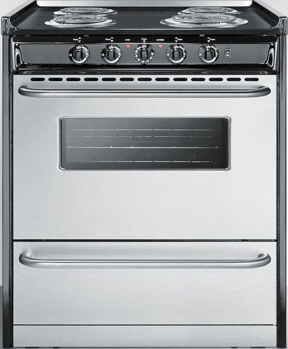 Summit 30" Stainless Steel Electric Coil Range - ADA Compliant