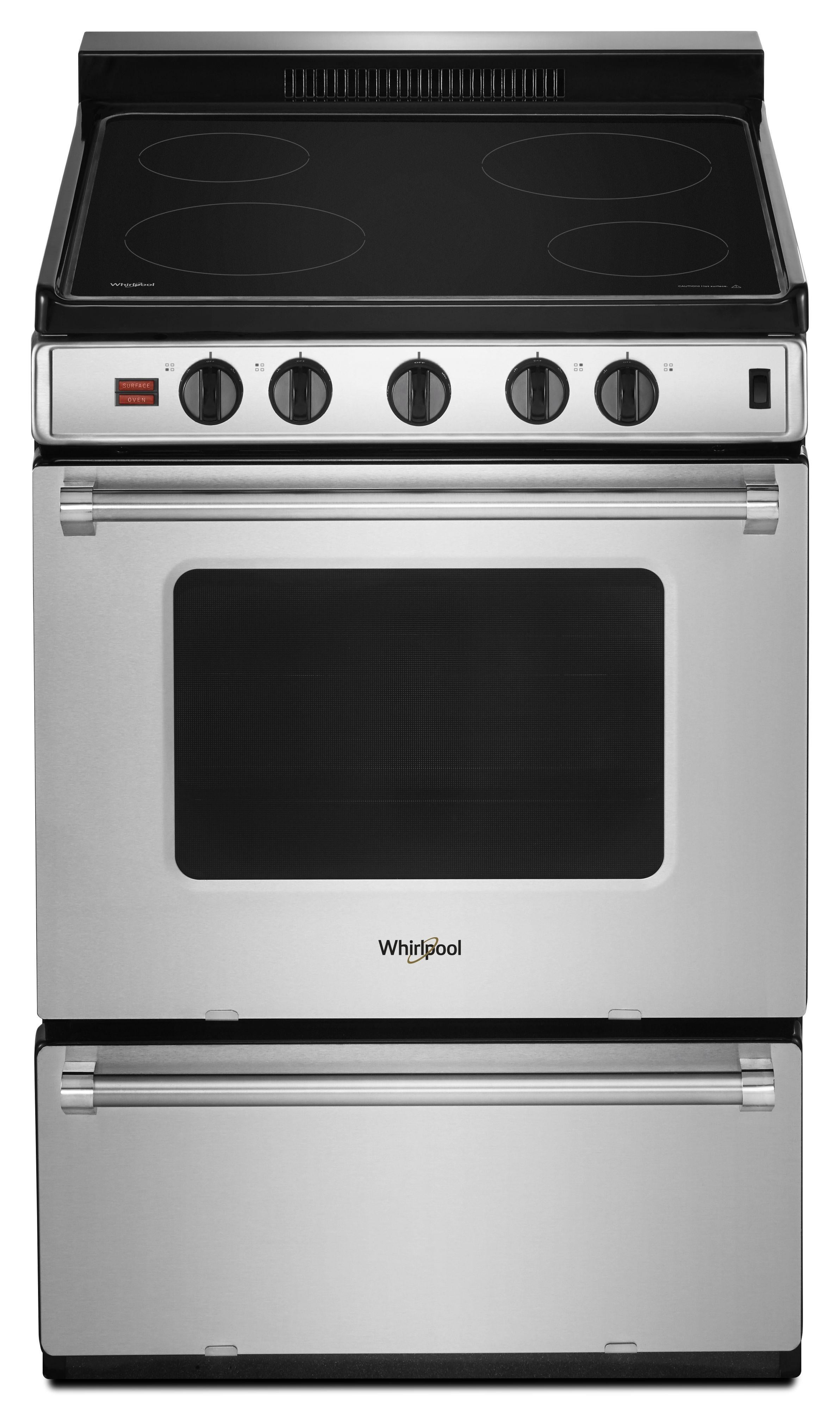 Whirlpool 24" Stainless Steel Electric Smoothtop Range - ADA Compliant with Upswept SpillGuard Cooktop