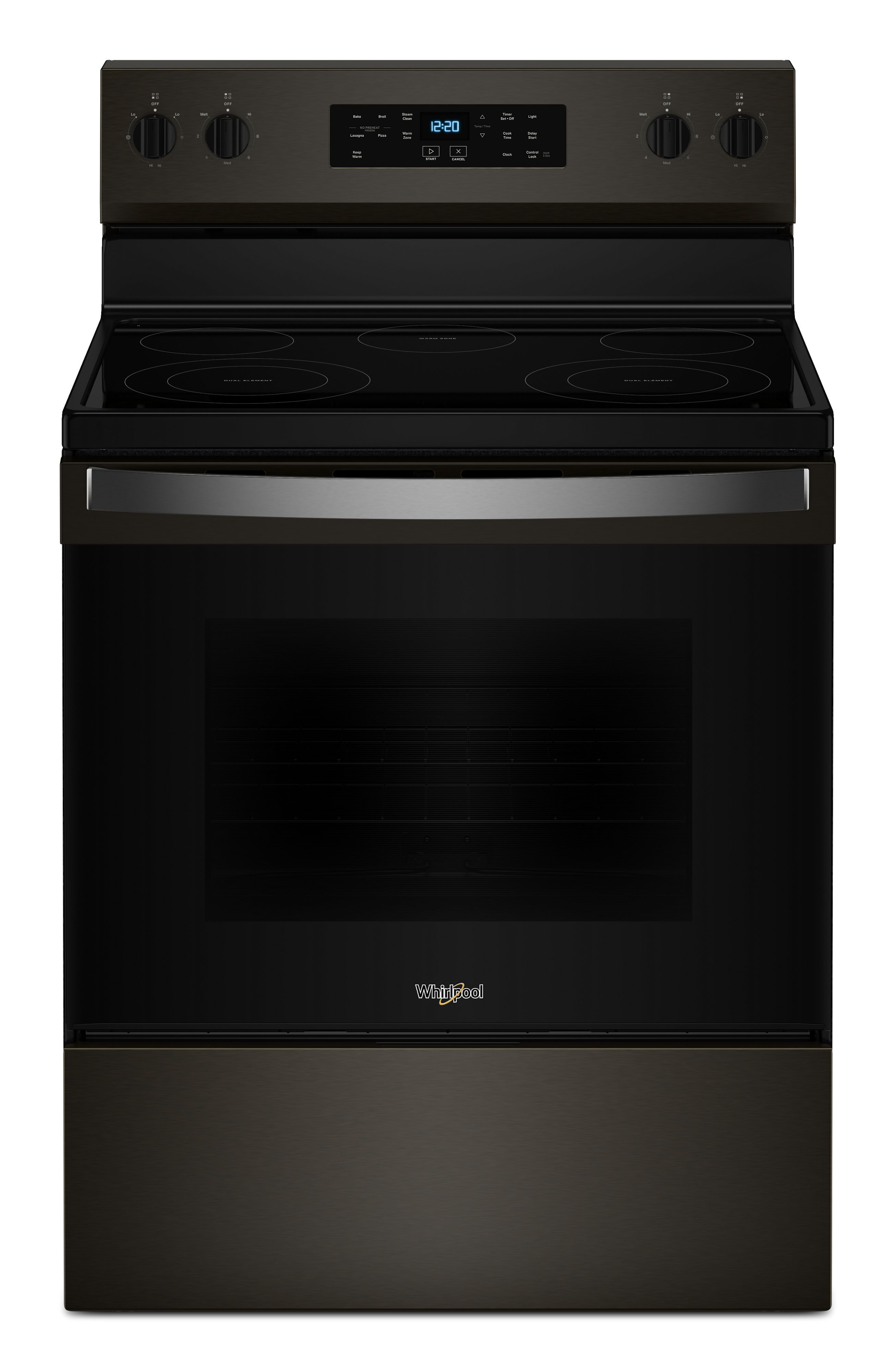 Whirlpool 30-inch Electric Range with Steam Clean: Fingerprint-Resistant Black Stainless Steel