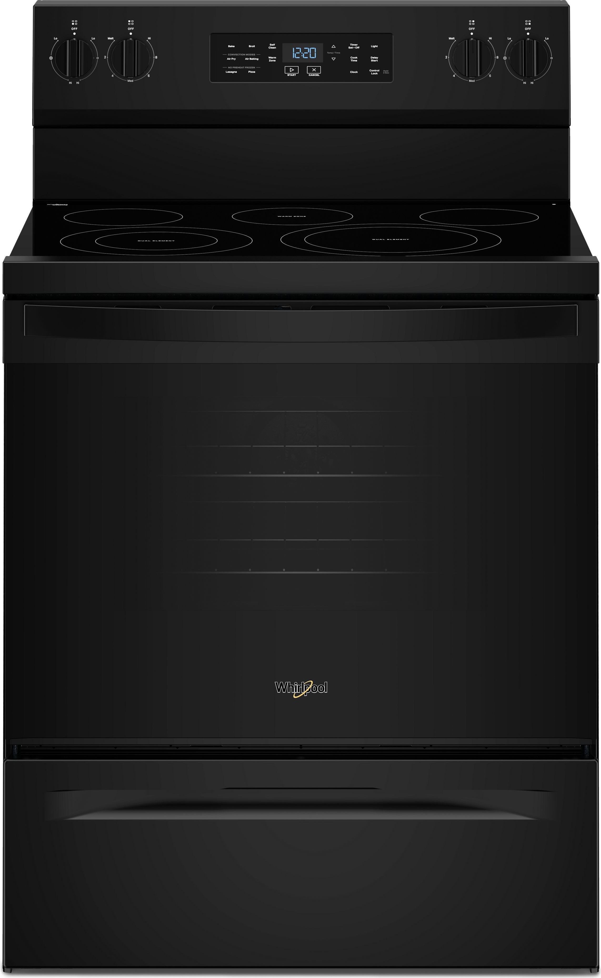 Whirlpool 30 Inch Electric Range with Air Cooking Technology: Black