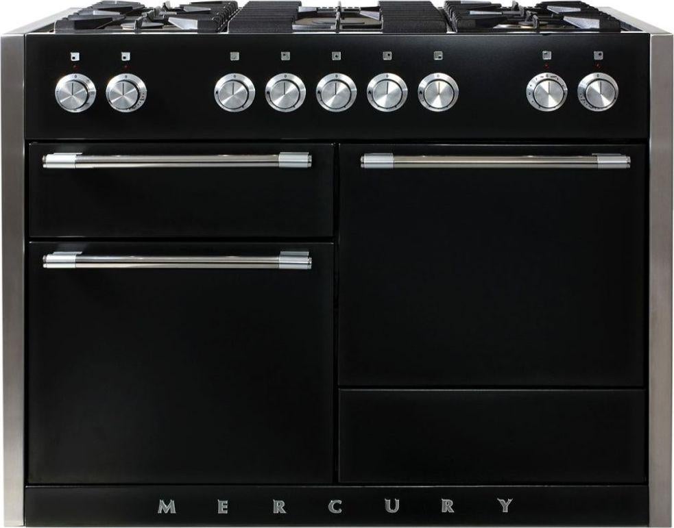 AGA Mercury 48" Gloss Black Dual Fuel (Natural Gas) Sealed Burner Triple Oven Range - Convection