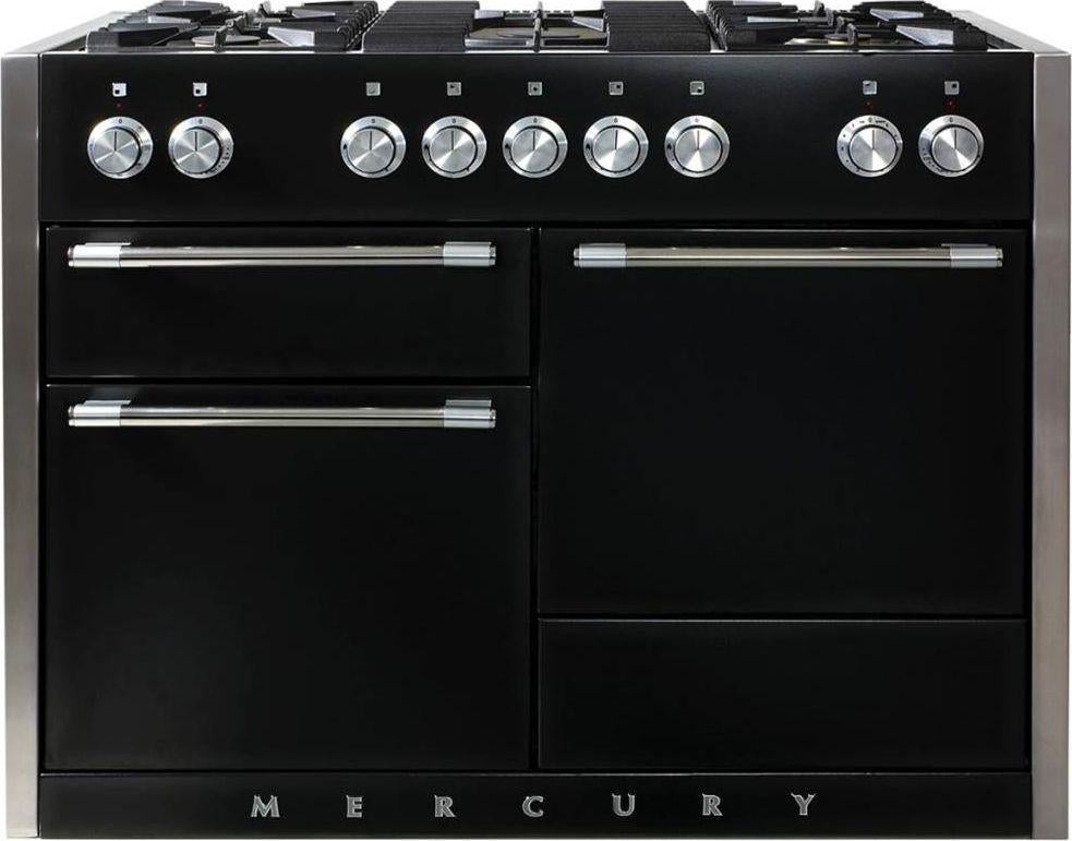 AGA Mercury 48" Matte Black Dual Fuel (Natural Gas) Sealed Burner Triple Oven Range - Convection