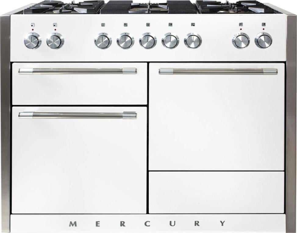 AGA Mercury 48" White Dual Fuel (Natural Gas) Sealed Burner Triple Oven Range - Convection