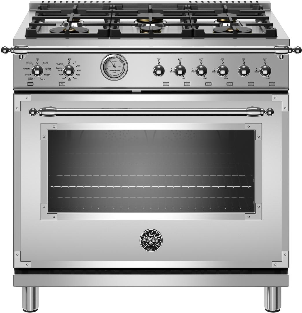 Bertazzoni Heritage Series 36" Stainless Steel Natural Gas Sealed Burner Range - Convection