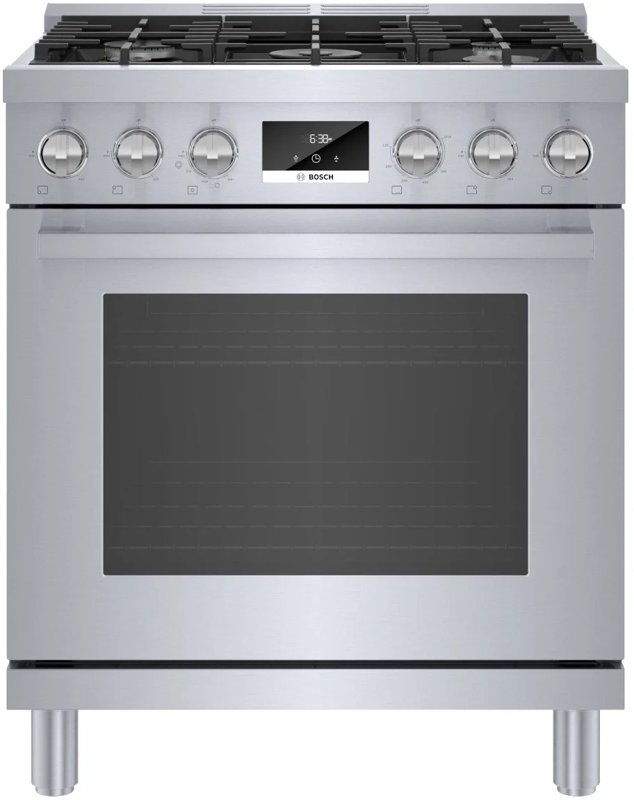 Bosch HGS8055UC 800 Series 30 Inch Stainless Steel Gas Convection Freestanding Range
