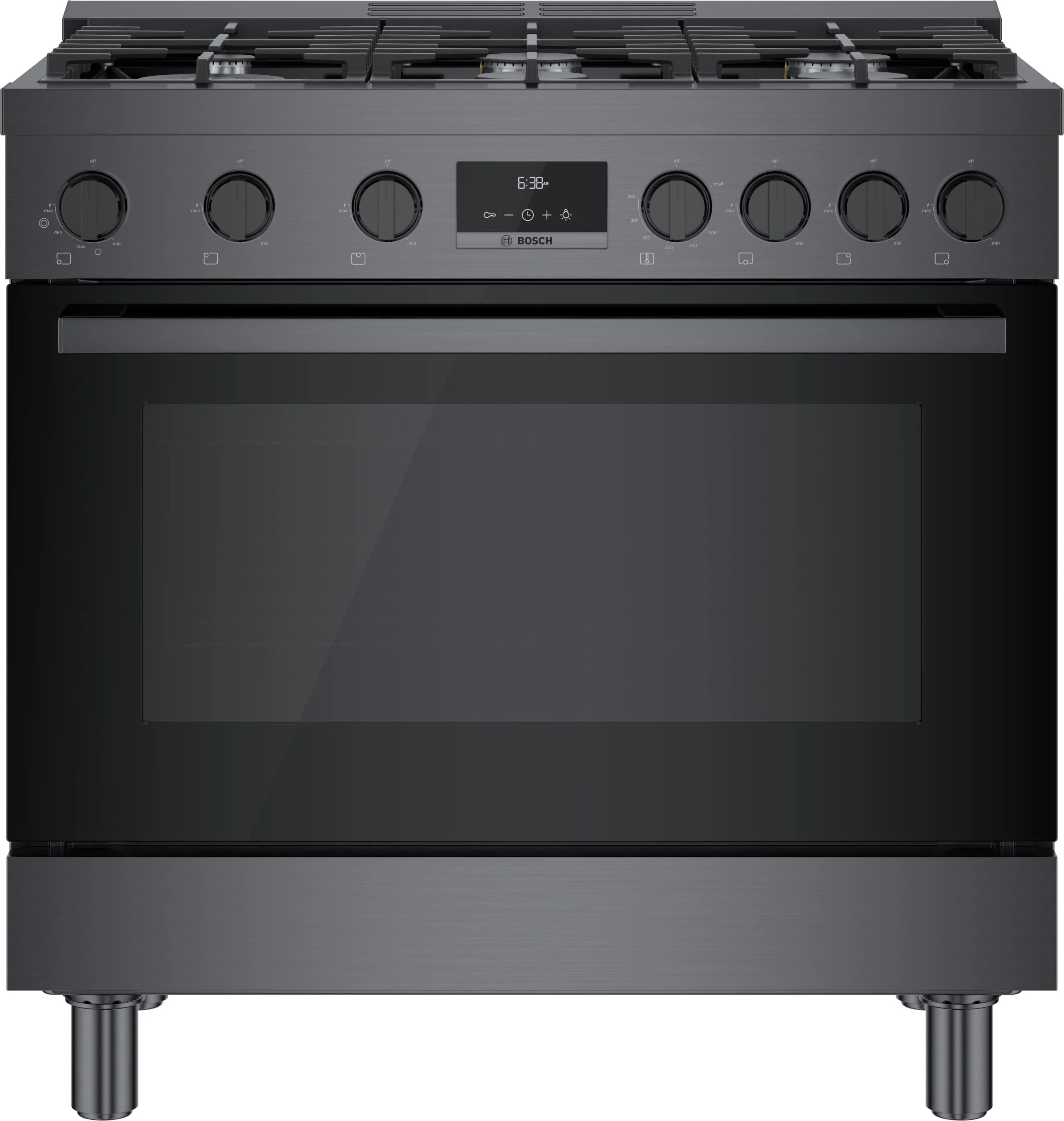 Bosch HGS8645UC 800 Series 36 Inch Black Stainless Steel Gas Convection Freestanding Range