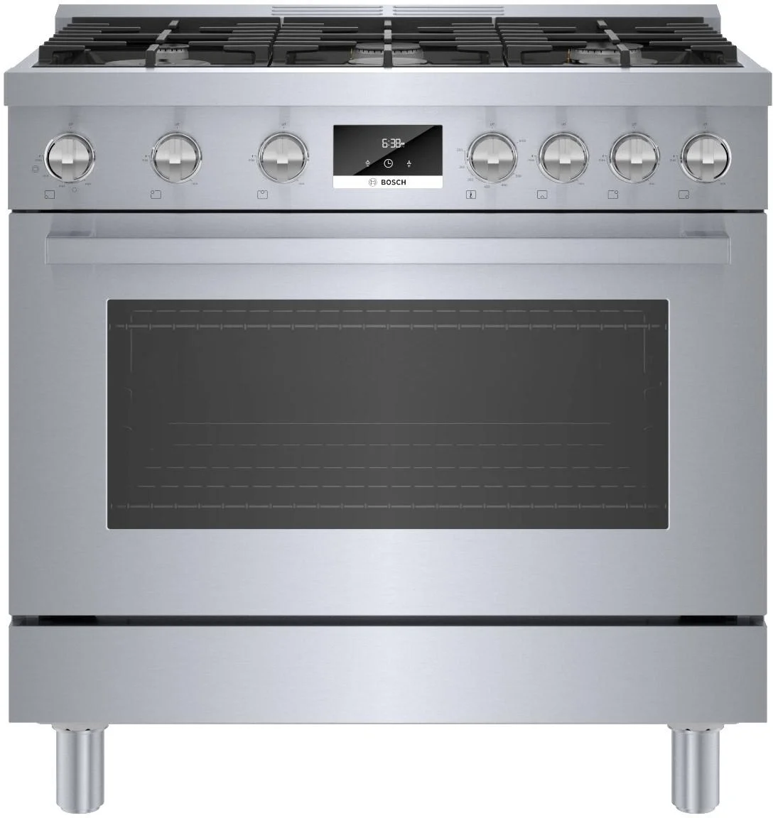Bosch HGS8655UC 800 Series 36 Inch Stainless Steel Gas Convection Freestanding Range