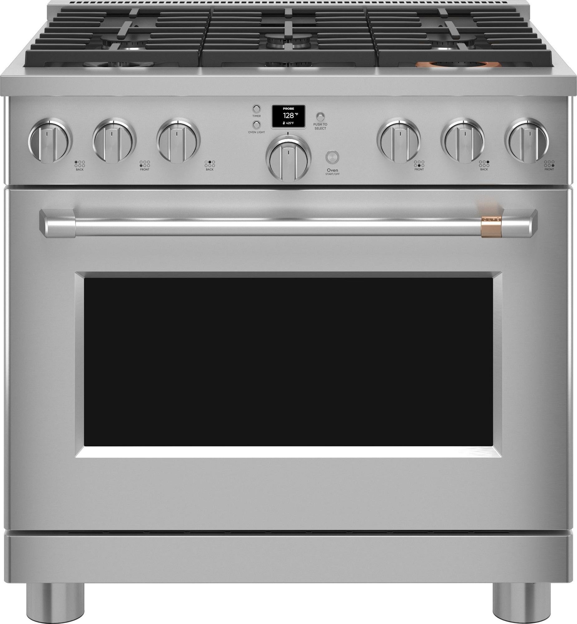 Cafe CGY366P2TS1 Matte Collection Series 36 Inch Stainless Steel Gas Freestanding Range, in Stainless Steel